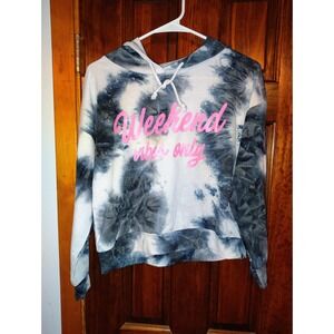 Daisy May Tie Dye Hoodie Pink Weekend Vibes Graphic Print Long Sleeve M